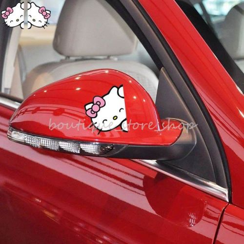2pcs pink hello kt cartoon rearview mirror random car stickers wall decals