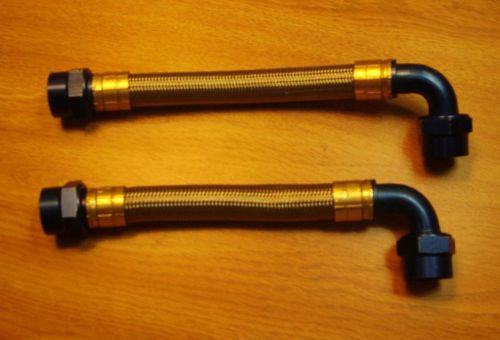 (2) bmrs an -12 braided steel hoses 10 1/2&#034; &amp; 11&#034; w/ str &amp; 90 deg fittings nhra