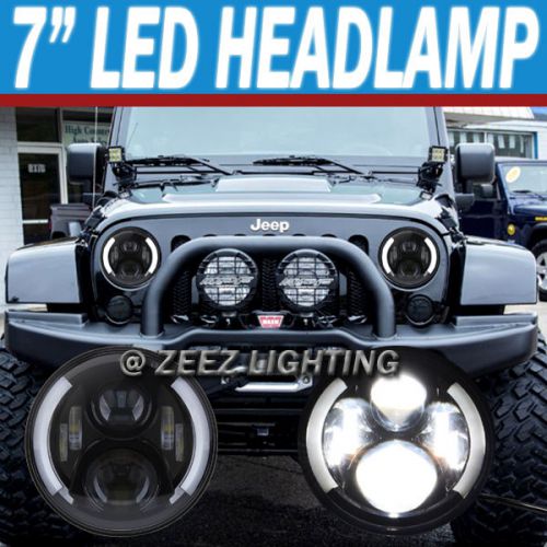 7&#034; round 90w led projector headlight kit w/ drl turn signal headlamp assembly #j