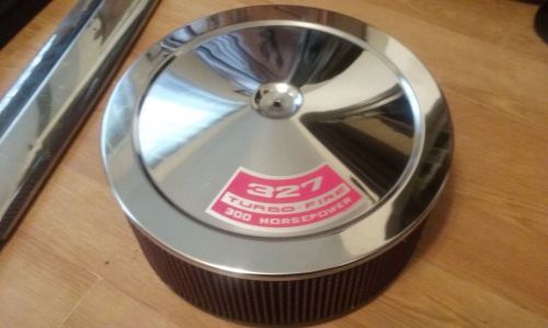 14x5&#034; chrome plated drop base air cleaner/ washable element assembly  327 ci