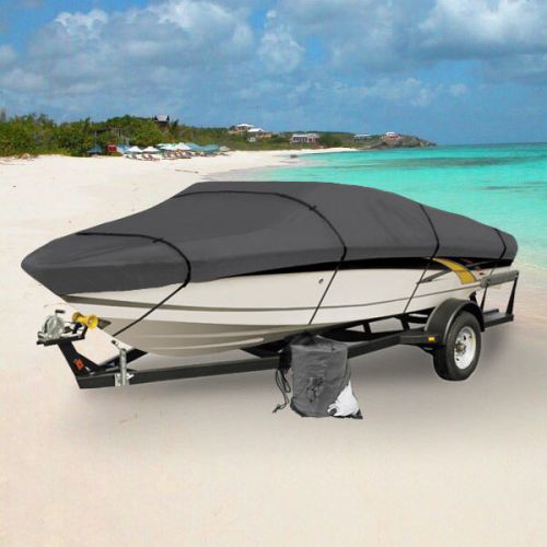 New gray heavy duty 12ft - 14ft trailerable boat storage cover with elastic hem