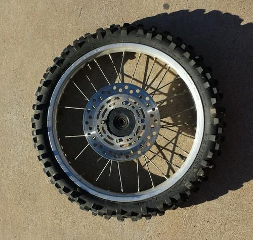 Honda cr 85 80 front wheel rim tire spokes rotor brake complete