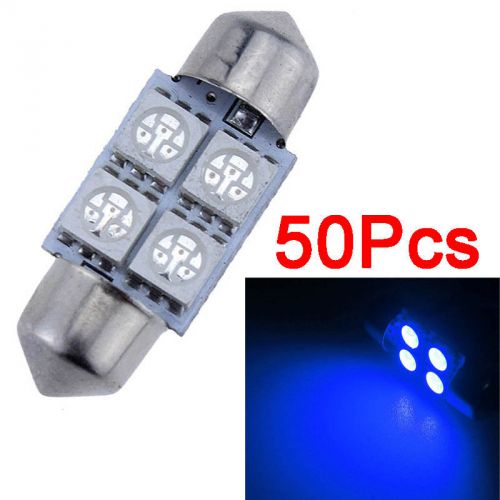 50pcs festoon blue 27mm/28mm 5050 4smd dome map interior led light lamp bulbs