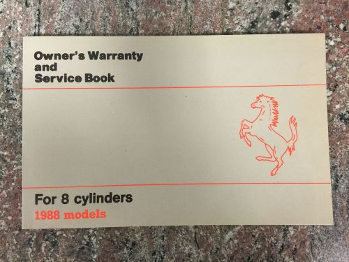 1988 ferrari 328 gts owner&#039;s warranty and service book