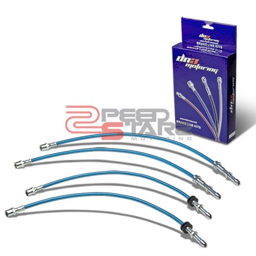 For e46 3-series blue pvc coat stainless steel hose brake line/cable front+rear