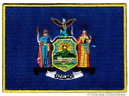 New york biker vest patch iron-on embroidered state flag emblem applique