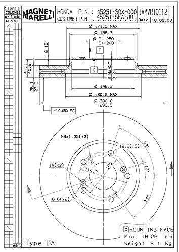 Magneti marelli offered by mopar 1amvr10112 front brake rotor/disc