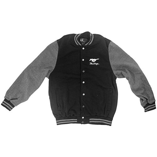 Apparel letterman jacket fleece black pony with mustang xx-l