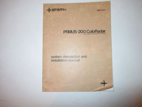 Sperry primus-200 coloradar digital multi-color weather radar manual