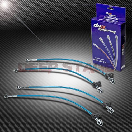 Stainless ss braided hose racing brake line 98-02 accord cg1-cg3/cg5  disc blue