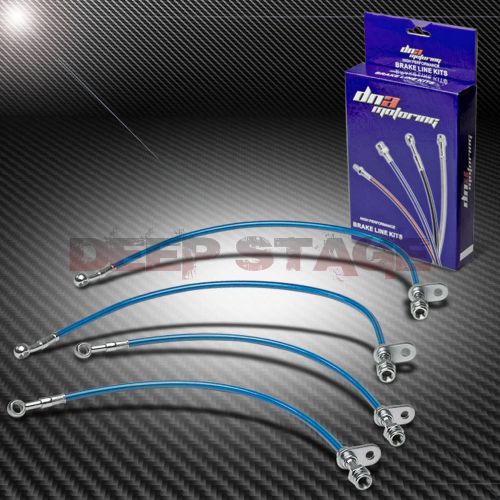 Braided hose racing brake line for 02-06 rsx dc5/-06 civic si/-12 crz/tsx blue