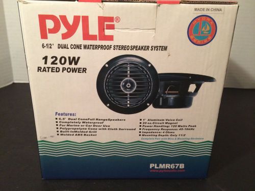 Pyle plmr67b black pair new 6.5&#034; 120 watt marine car boat waterproof speakers