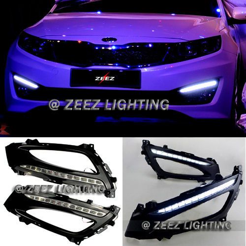 Exact fit led daytime running light drl fog lamp kit k5 optima w bezel 11-13 #c