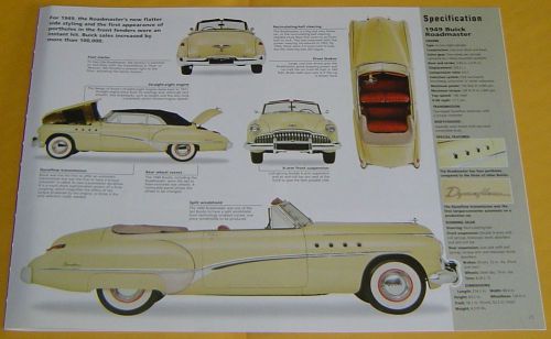 1949 buick roadmaster convertible 320 ci inline 8 cyl imp info/specs/photo 11x8