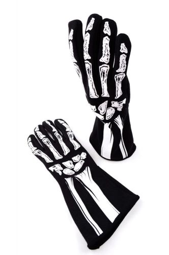 Rjs racing sfi 3.3/5 new skeleton racing gloves black / white size 2x 600080140
