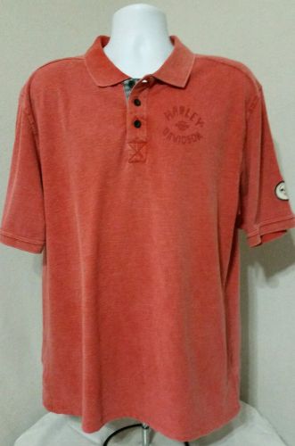 Harley davidson short sleeve polo shirt mc skull men&#039;s large coral