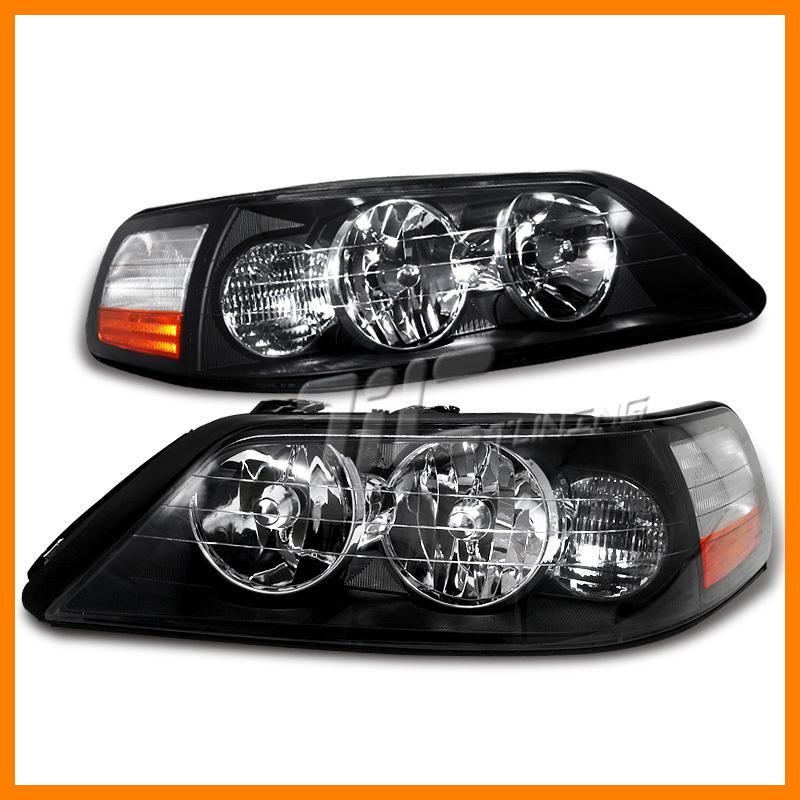 Black 2003 2004 sport style lincoln town car euro clear head lights replacement 