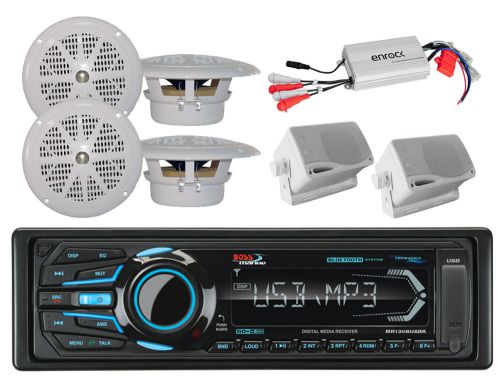 Marine sd usb ipod iphone bluetooth radio,6 white marine speakers,800w amplifier