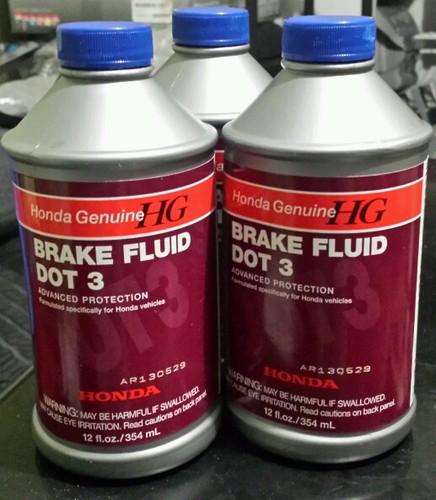 New honda genuine brake fluid, dot 3 honda and acura (lot of 6 bottles) freeship
