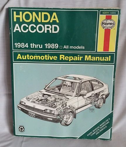 Haynes automotive repair manual honda accord 1984 thru 1989