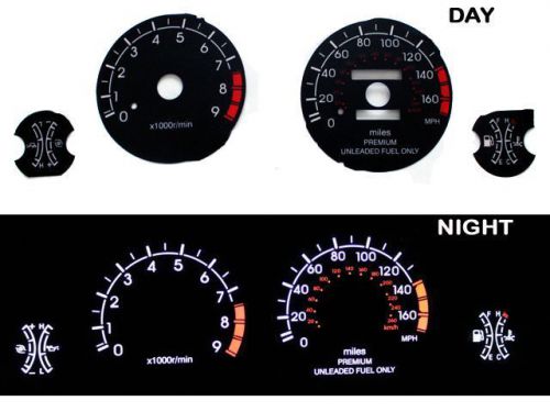 95-99 eclipse 2.0 turbo black/white indiglo glow gauges