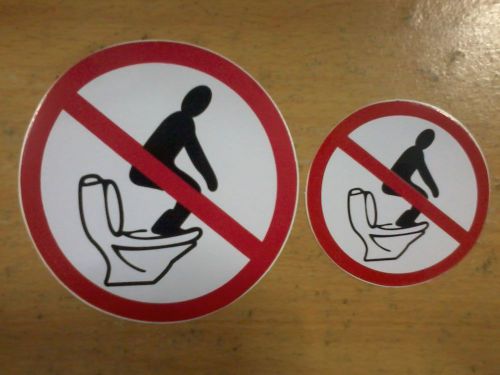 2 do not step on toilet bowl signs big &amp; small nonreflective sticker  free ship