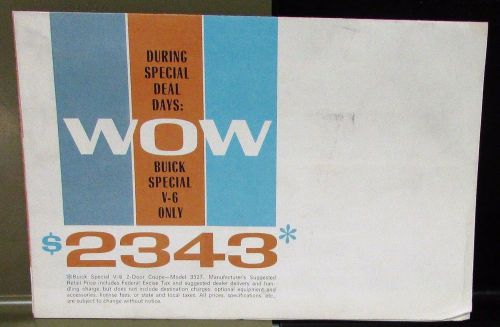 1965 buick special v6 special deal days sales brochure mailer original