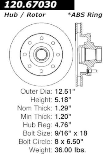 Centric parts 126.67030sr front performance brake rotor