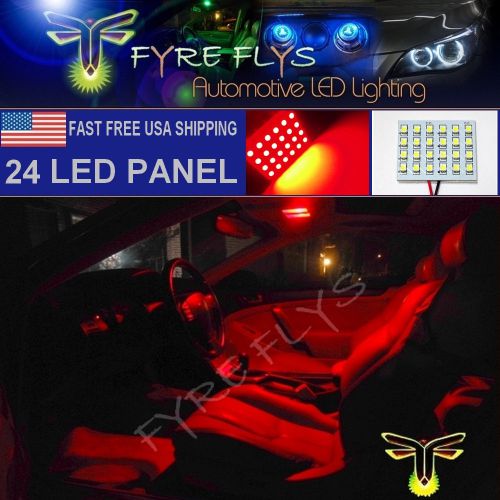 1x super bright red 24 led panel light for dome, map, cargo, trunk lights #24pr