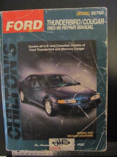 1983-1996 ford thunderbird cougar mercury repair service manual chilton