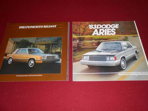 1983 plymouth reliant brochure &amp; dodge aries sales catalog, 2 for 1 &#034;k&#034; cars!