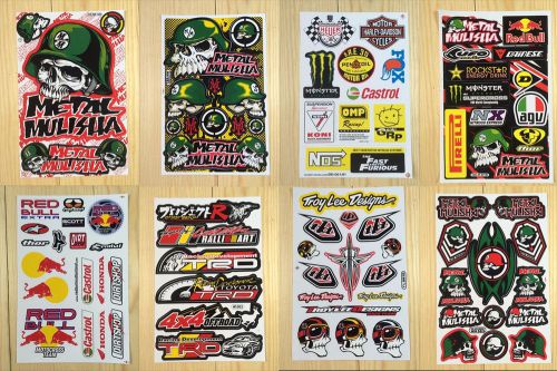 Metal mulisha,rockstar energy,red bull racing athlete decals:offset printed 8sh