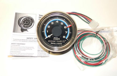 Vintage 1970s sun super tach ii tachometer cp 7901   blue line very good