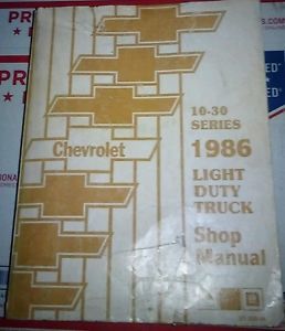 Chevrolet 10-30 series 1986 light duty truck shop manual book guide catalog