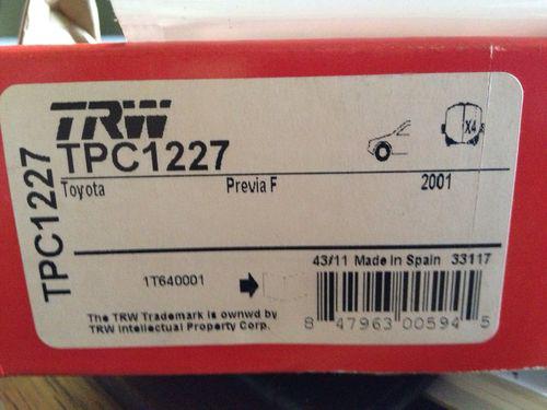 Trw automotive tpc1227 front disc pads - toyota - (new)