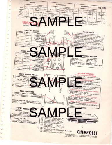 1963 1964 1965 1966 1967 corvette lube lubrication  tuneup tune up charts t3