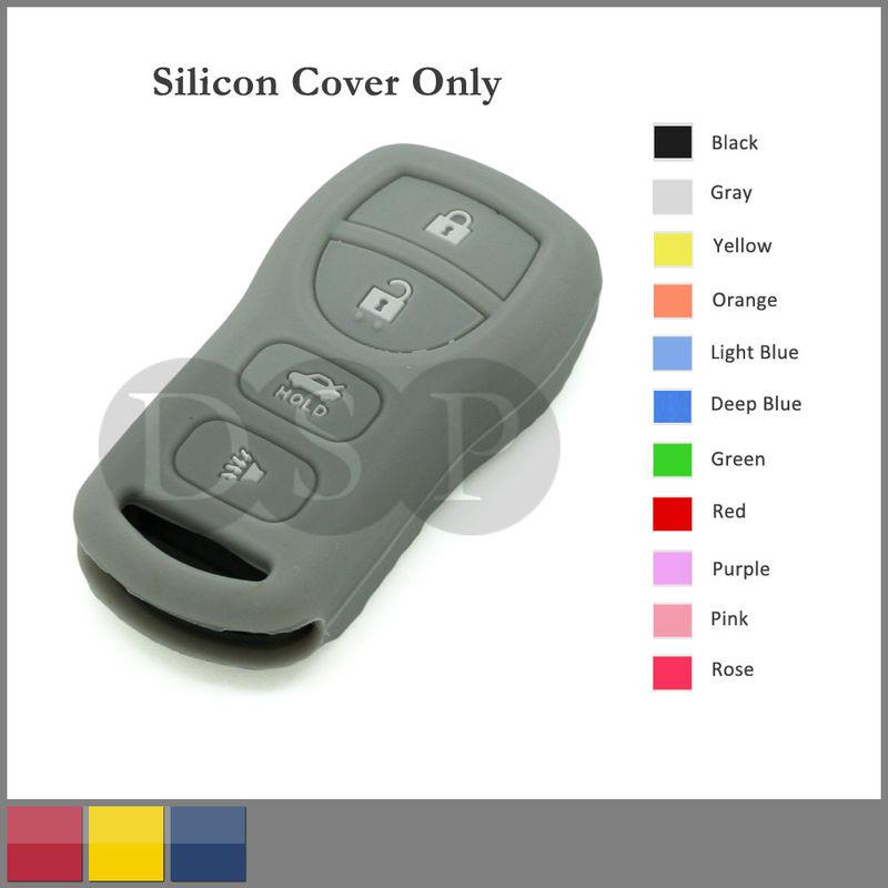 Silicone skin jacket cover holder for nissan remote key case shell 4 button gy