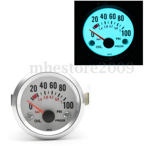 2&#039;&#039;/52mm chrome 0-100psi universal car pointer oil press pressure gauge meter