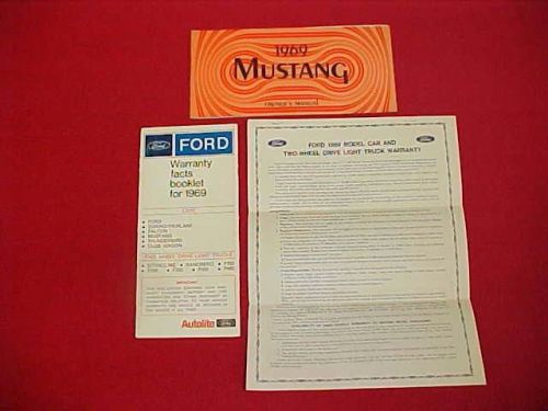 1969 original mustang owners manual service guide book 3 items 69 warranty oem