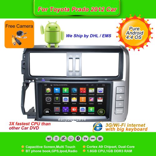 Pure android 4.4 car dvd,stereo,gps,heatunit for toyota prado 2012 ,radio,aux,tv