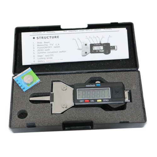 Stainless steel black digital lcd car tire tread depth gauge metric inch hotsale