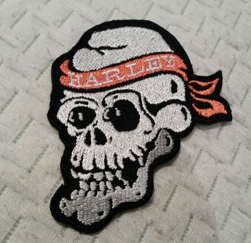Motorcycles bikers &#034;pirate skull&#034; embroidered jacket patch unused indian hog