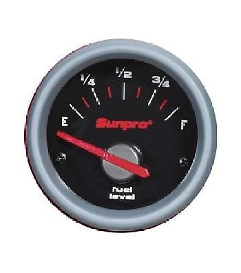 Sunpro 2 inch electrical fuel level gauge black / aluminum bezel cp7009 new