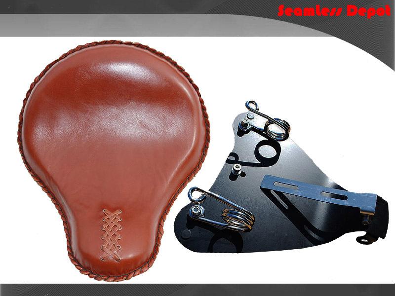 16" larosa shedron leather bobber solo seat + harley sportster xl mounting kit