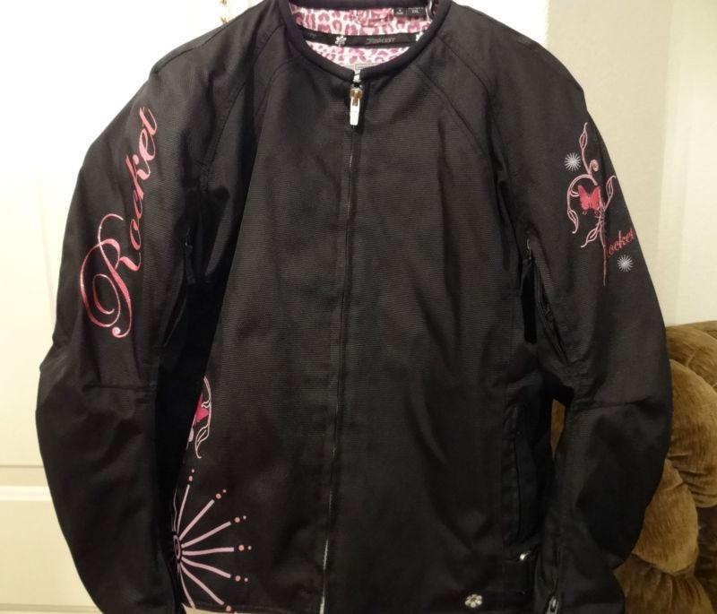 Joe rocket motorcycle jacket women's size 2 xl black & pink  removable liner