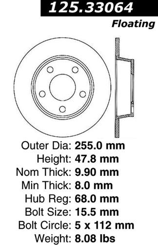 Centric 125.33064 rear brake rotor/disc-high carbon rotor-preferred