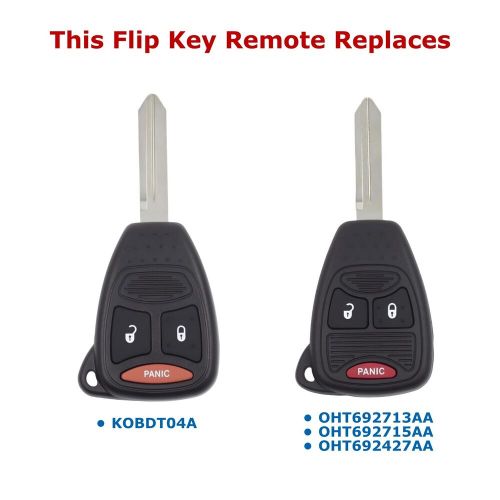 2pc flip key fob for 2006 2007 2008 2009 2010 dodge ram 1500 2500 3500 4500 5500