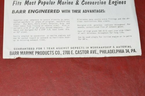 Vtg barr marine boat exhaust conversion brochure catalog specifications engine