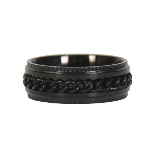 Hot leathers jwr2145 men&#039;s black &#039;cuban link&#039; stainless steel ring