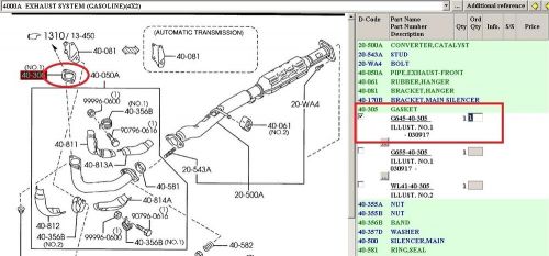 Mazda bravo b2500 b2600 un ford ranger exhaust pipe system gasket genuine